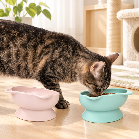 Kawaii Raised Cat Bowl Set