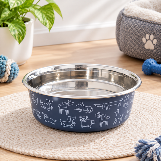 Kawaii Navy Stainless Steel Pet Bowl