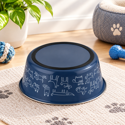 Kawaii Navy Stainless Steel Pet Bowl
