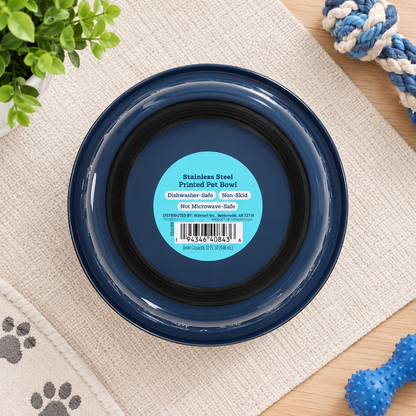 Kawaii Navy Stainless Steel Pet Bowl